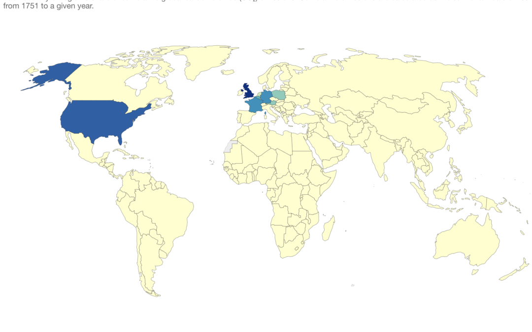 A map of global cumulative CO2 emissions over time